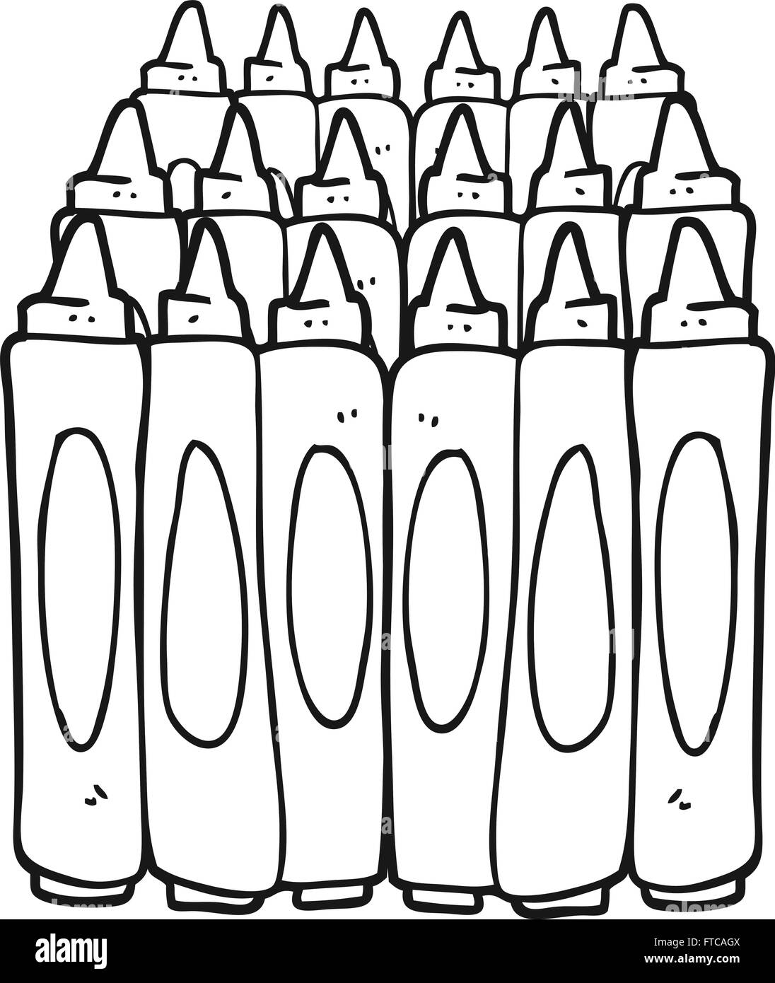Freehand disegnati in bianco e nero cartoon matite colorate Illustrazione Vettoriale