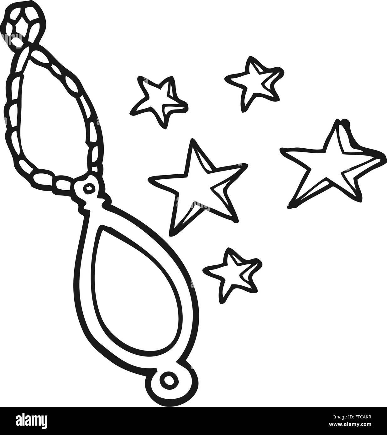Freehand disegnati in bianco e nero cartoon telecomando magico Illustrazione Vettoriale