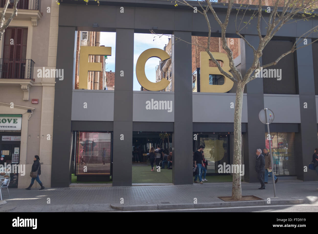 Il FCB Barcellona FC shop nel centro della città di Barcellona Foto Stock
