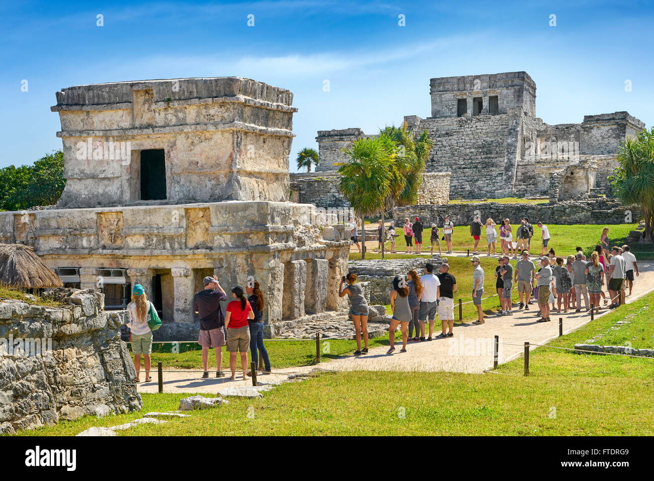 Le antiche rovine Maya, Tulum, la penisola dello Yucatan, Messico Foto Stock
