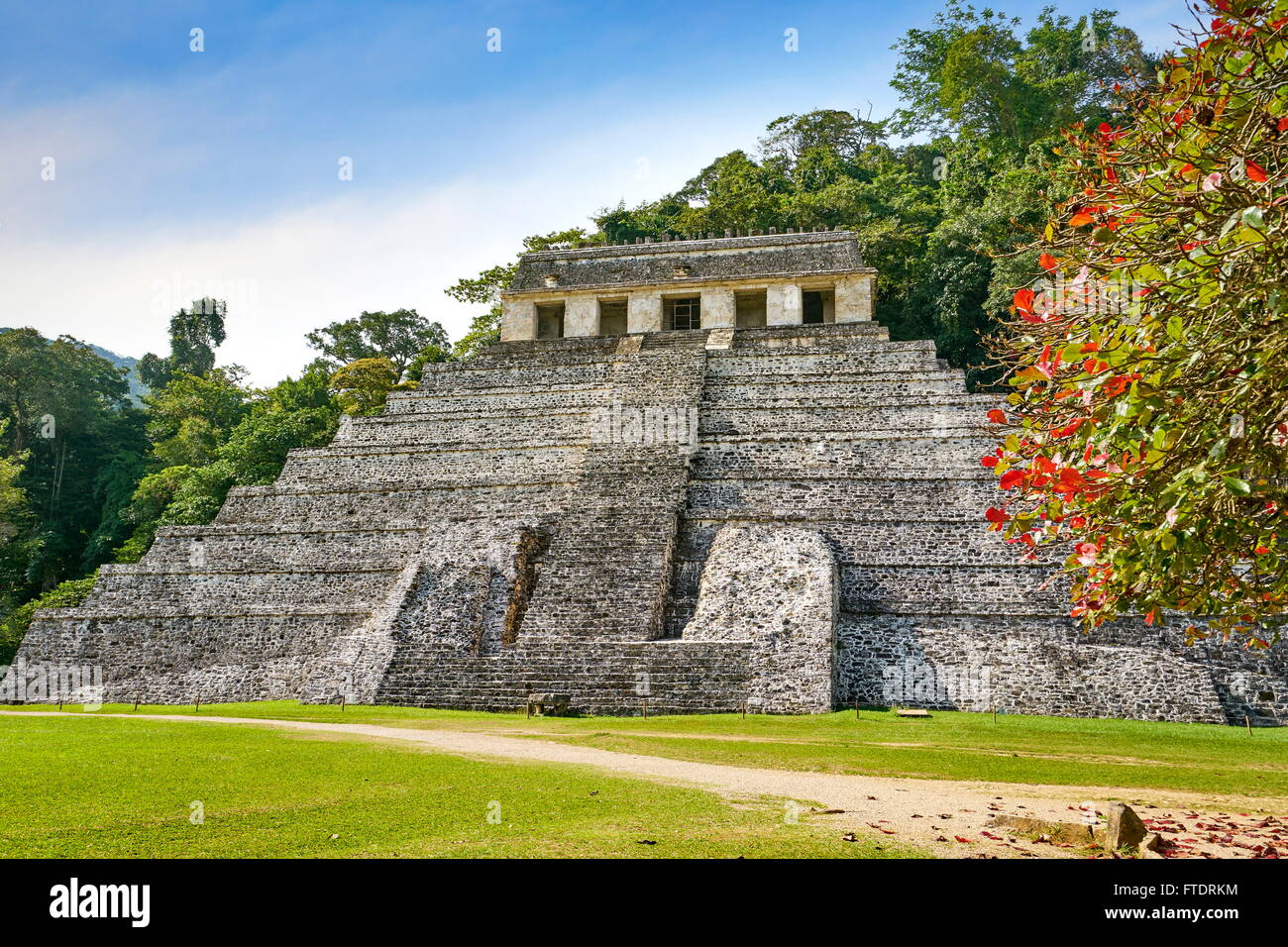 Tempio di iscrizioni, rovine Maya, Palenque, Messico, UNESCO Foto Stock