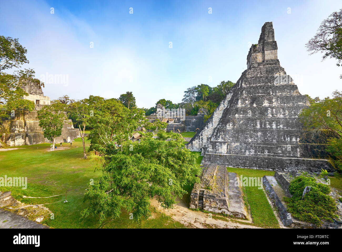 Rovine Maya - Tempio della grande Jaguar (Templo del Gran Jaguar), il Parco Nazionale di Tikal, Guatemala, UNESCO Foto Stock