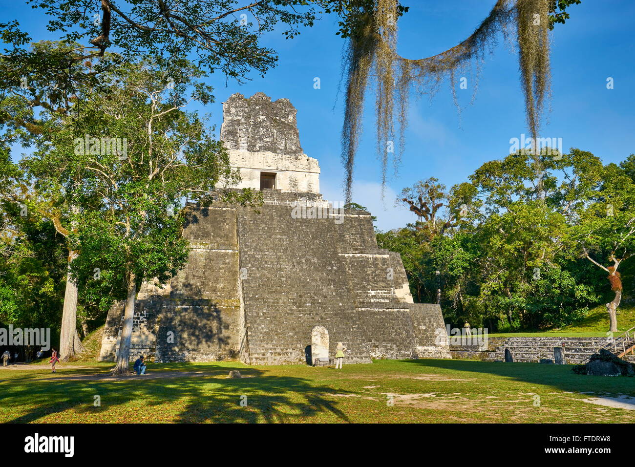 Tempio delle Maschere, rovine Maya, il Parco Nazionale di Tikal, Guatemala, Yucatan, UNESCO Foto Stock