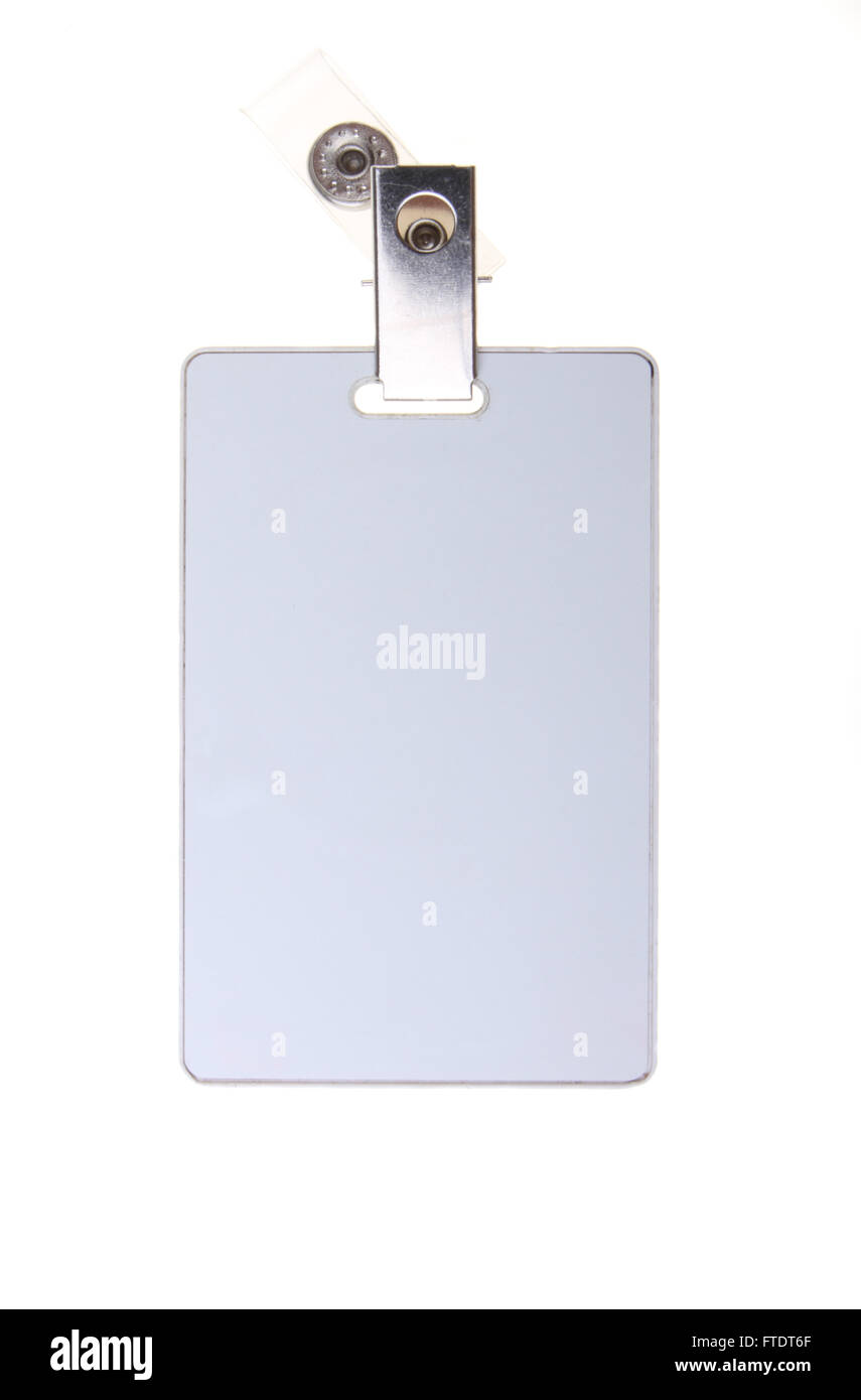 Grigio vuoto di sicurezza magnetico pass tag isolati su sfondo bianco. Foto Stock