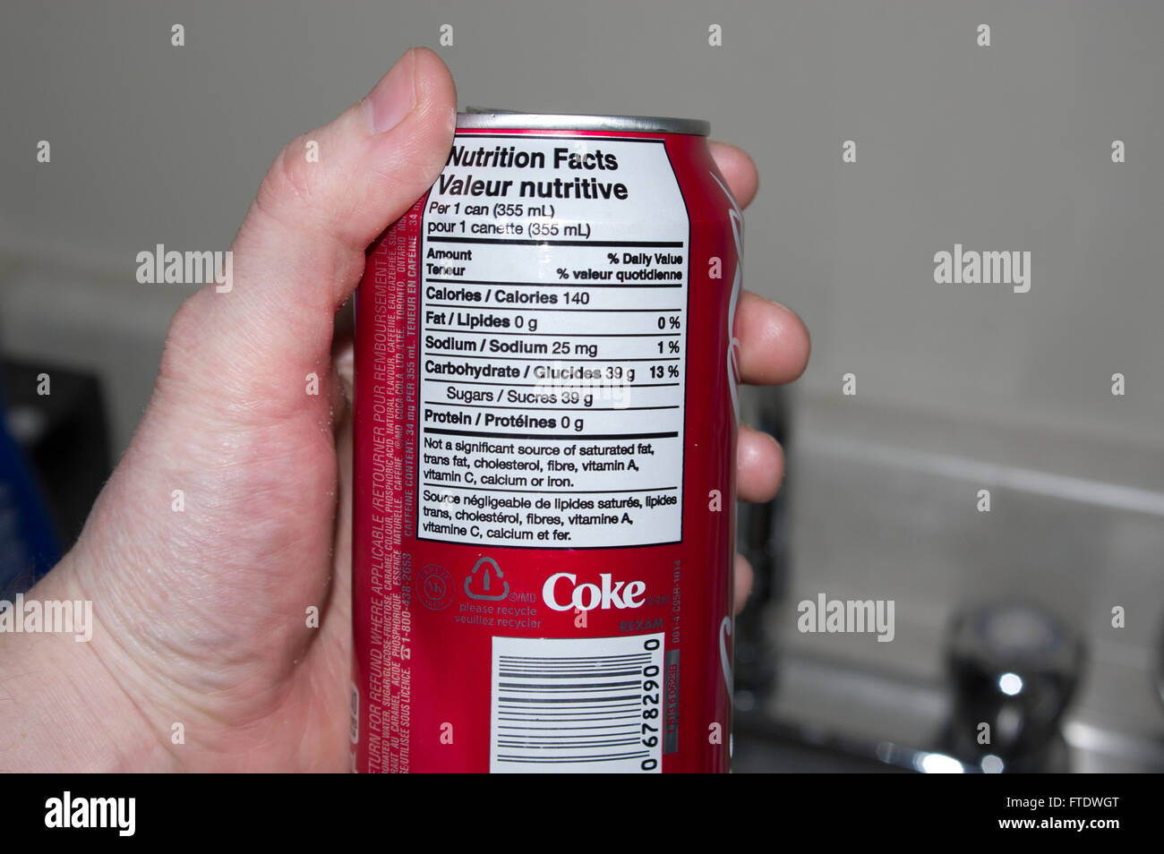Pop, coca cola, salute, nutrizione informazioni Foto Stock
