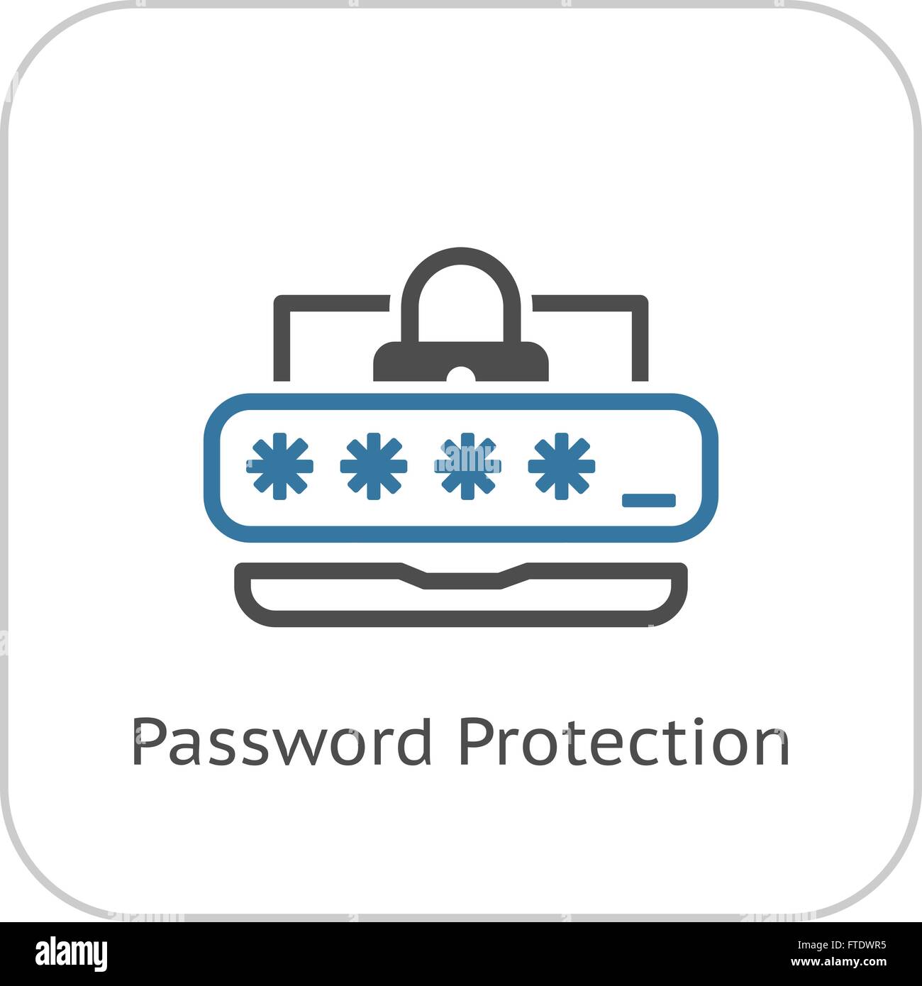 La protezione tramite password e la relativa icona. Design piatto. Illustrazione Vettoriale