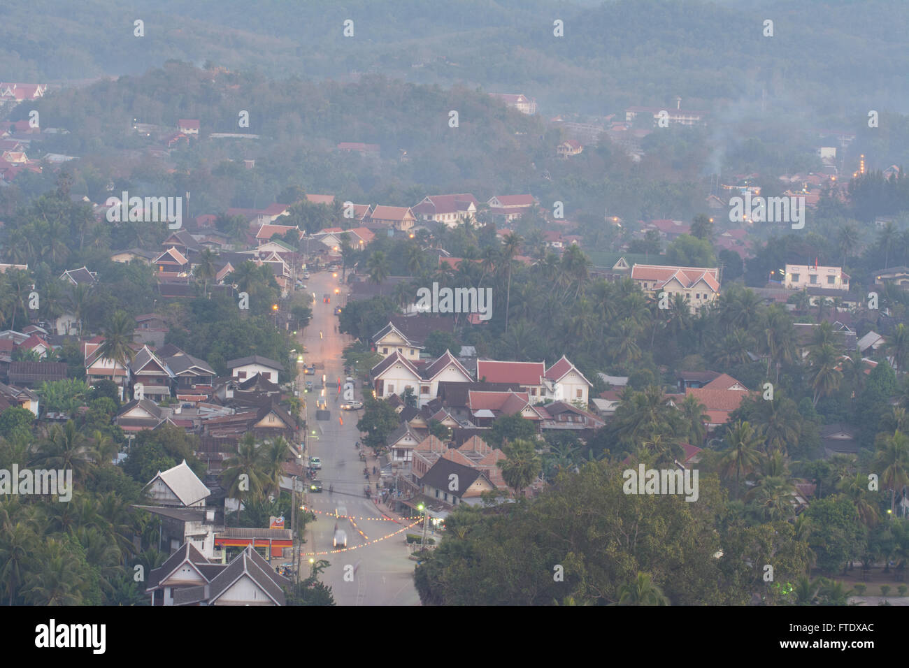 Luang Prabang in serata al di sopra di vista,Laos Foto Stock