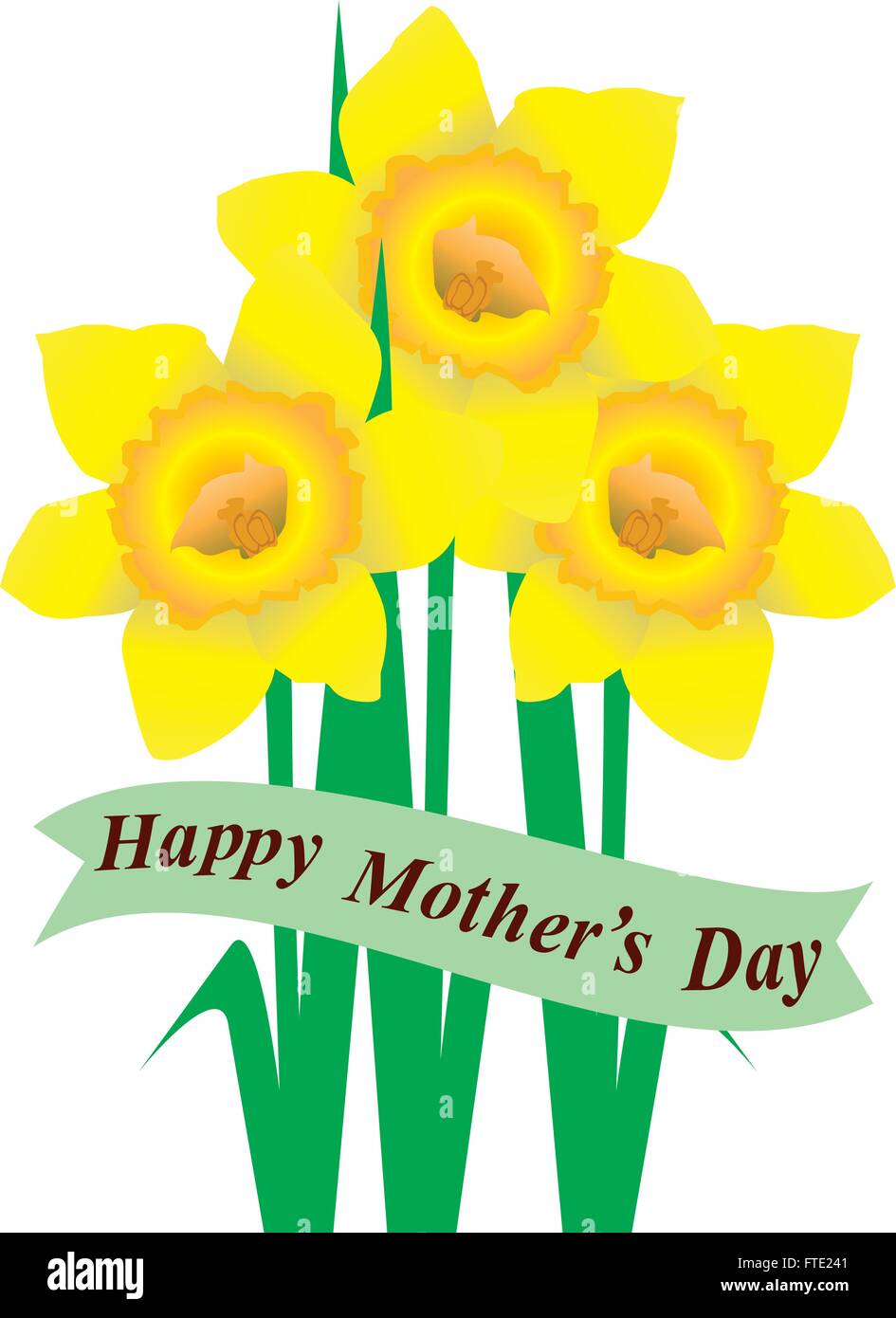 Illustrazione vettoriale di giorno della madre card con narcisi Illustrazione Vettoriale