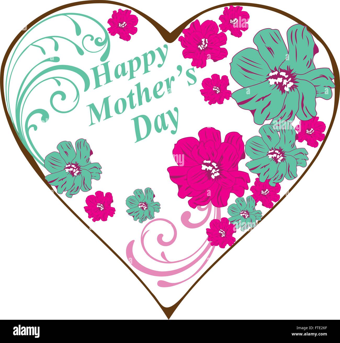 Illustrazione vettoriale di una giornata della madre scheda floreali Illustrazione Vettoriale