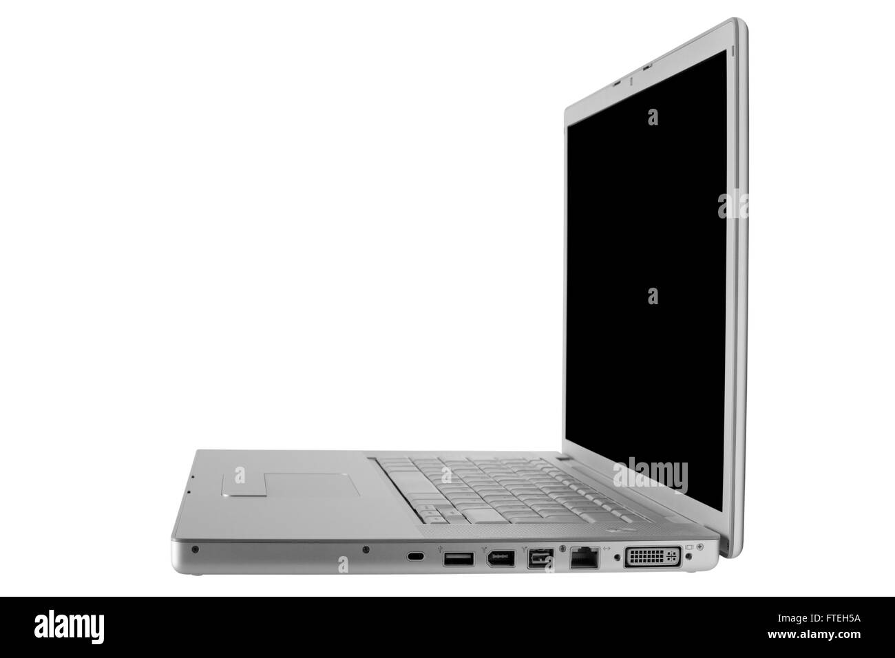 Moderno ed elegante laptop su sfondo bianco Foto Stock