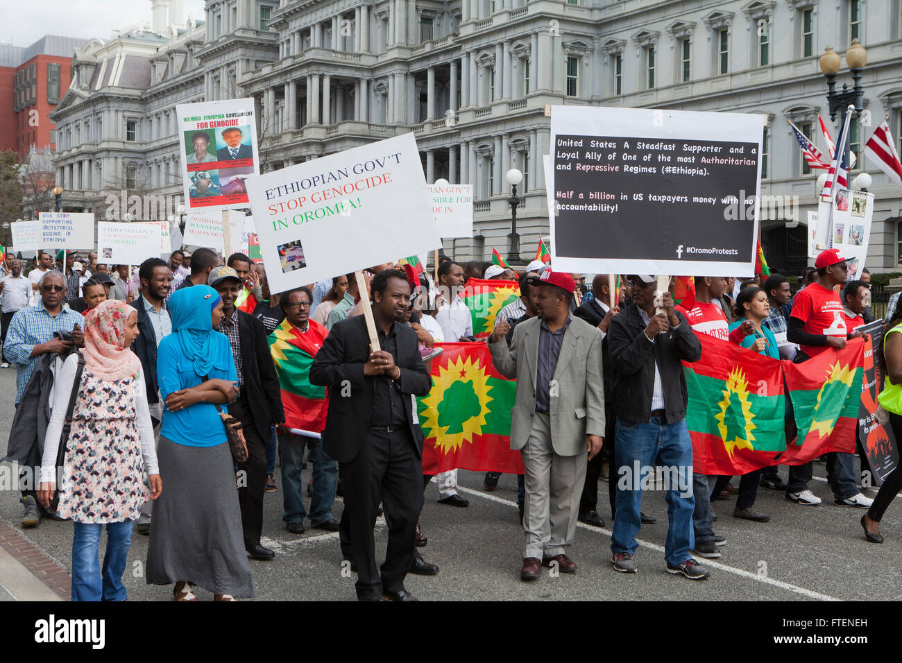 Venerdì, 11 marzo 2016, Washington DC USA: Proteste contro il governo etiope assassina guerra in Oromia, Etiopia Foto Stock