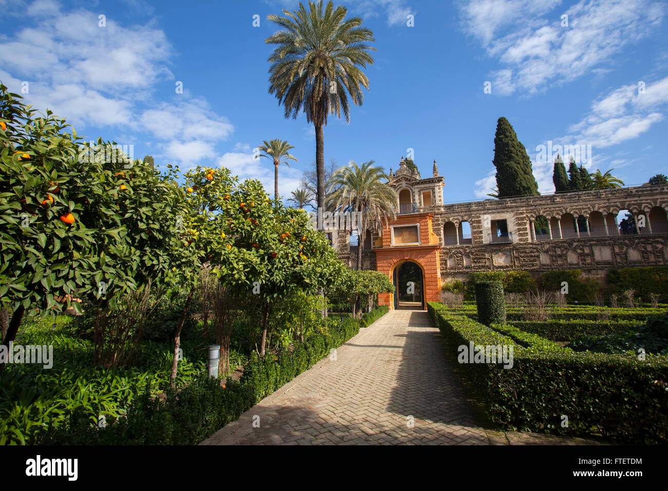 Giardini di Reales Alcázares de Sevilla. Andalusia, Spagna. Foto Stock