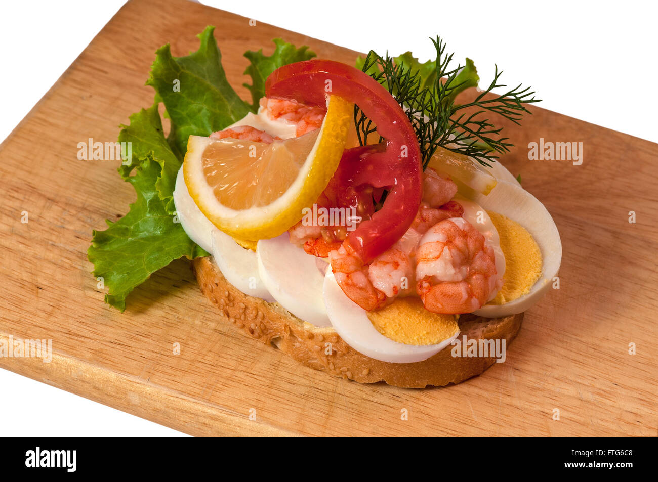 Sandwich scandinavo, cibo , i gamberetti e le uova Foto Stock