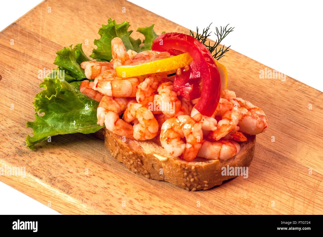 Sandwich scandinavo, cibo, pane e gamberetti Foto Stock