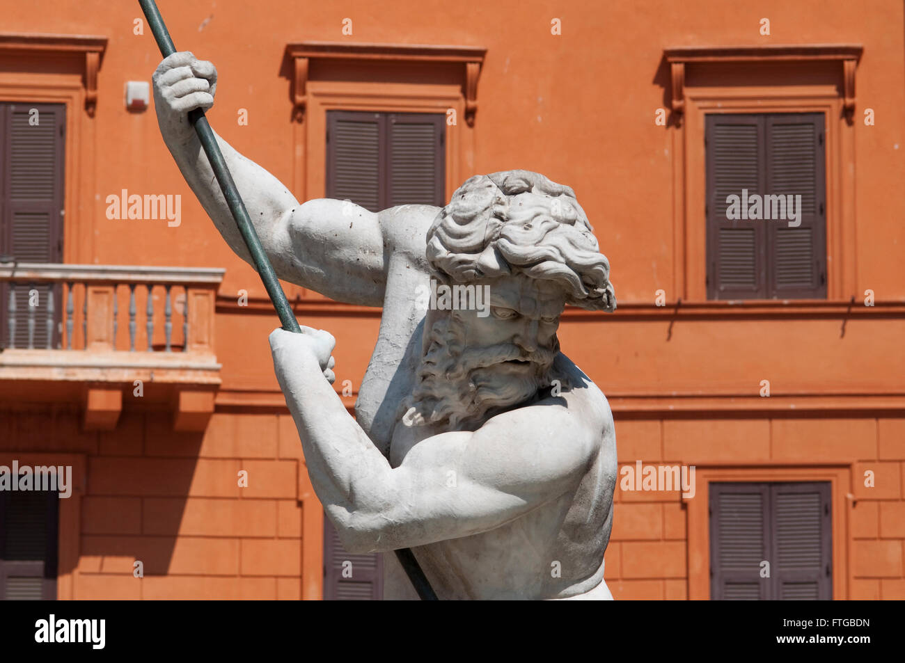 Italia Lazio Roma, Piazza Navona, la Fontana del Nettuno, Fontana di Nettuno Foto Stock