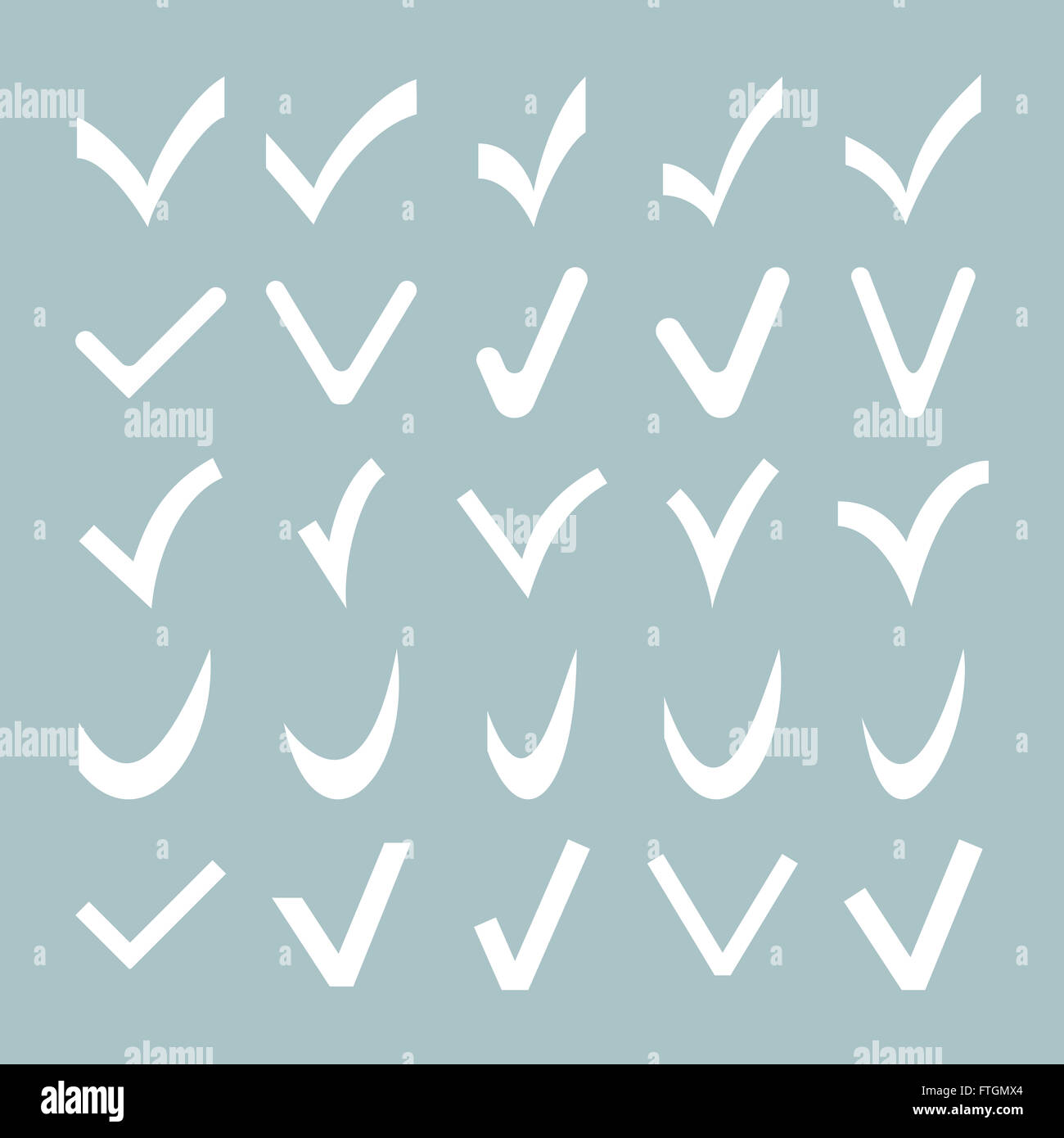 Insieme di diversi segni di spunta Foto Stock