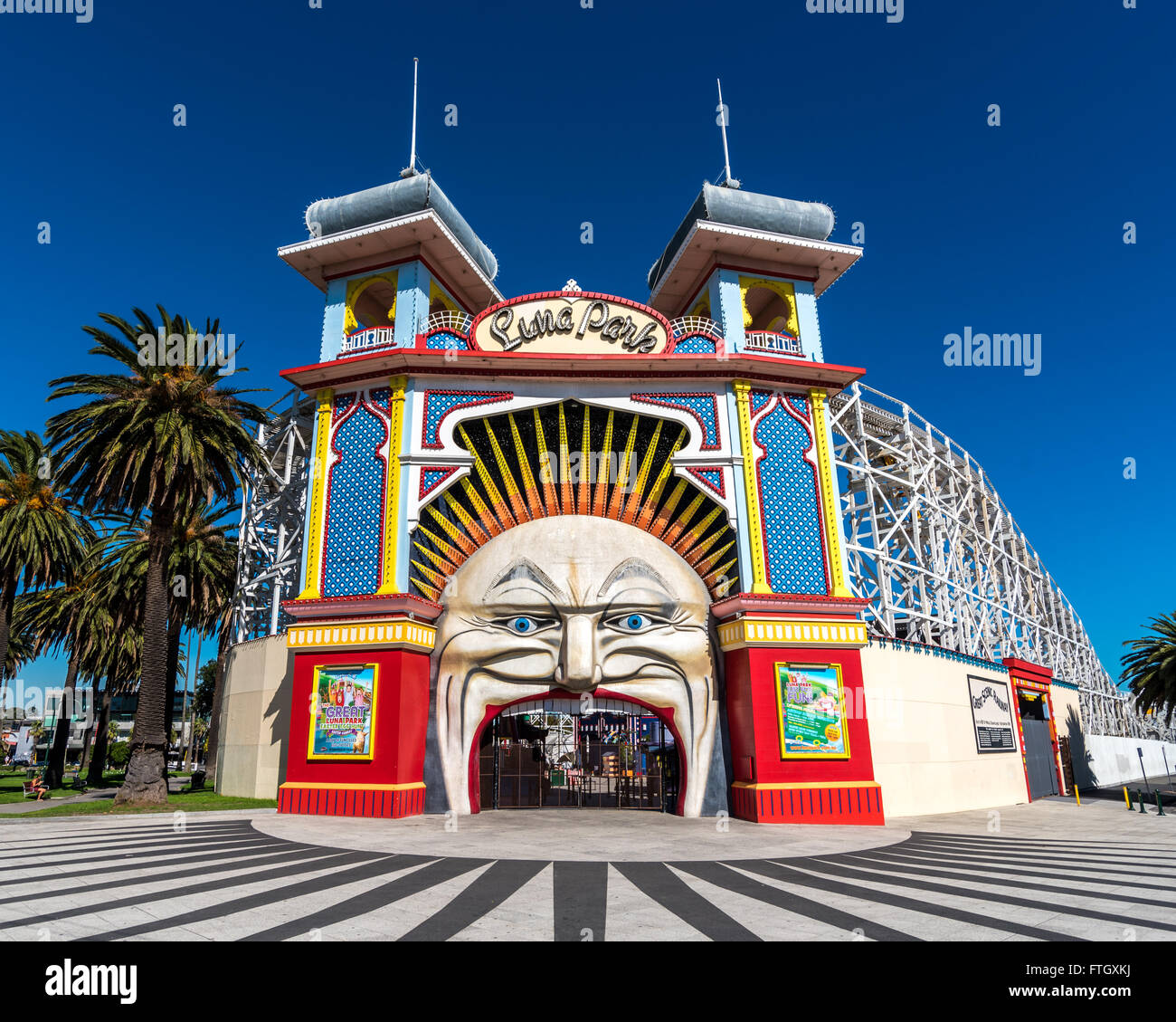 Ingresso al Luna Park di Melbourne, Australia Foto Stock