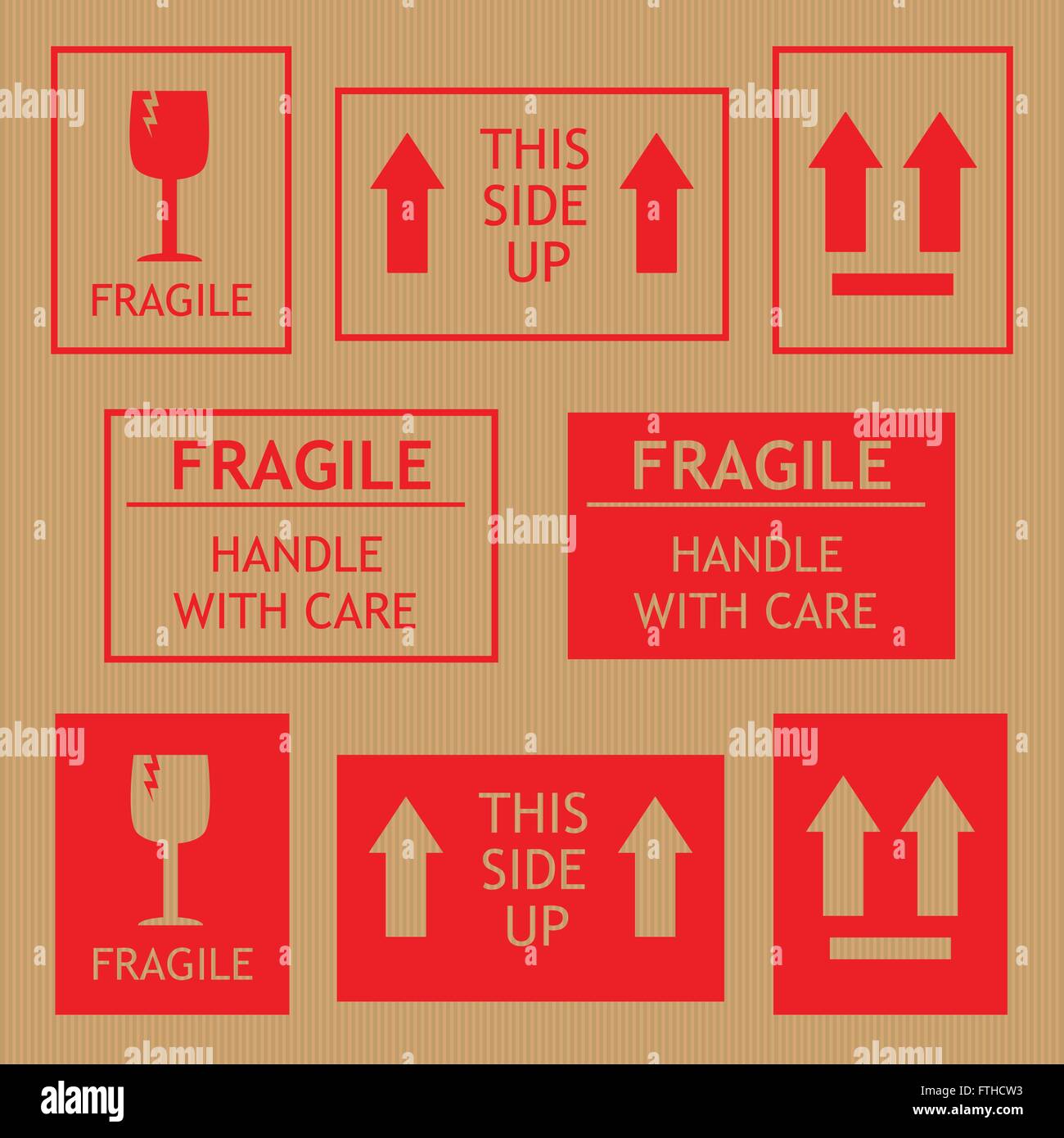 Fragili le etichette di spedizione illustrazione vettoriale Illustrazione Vettoriale