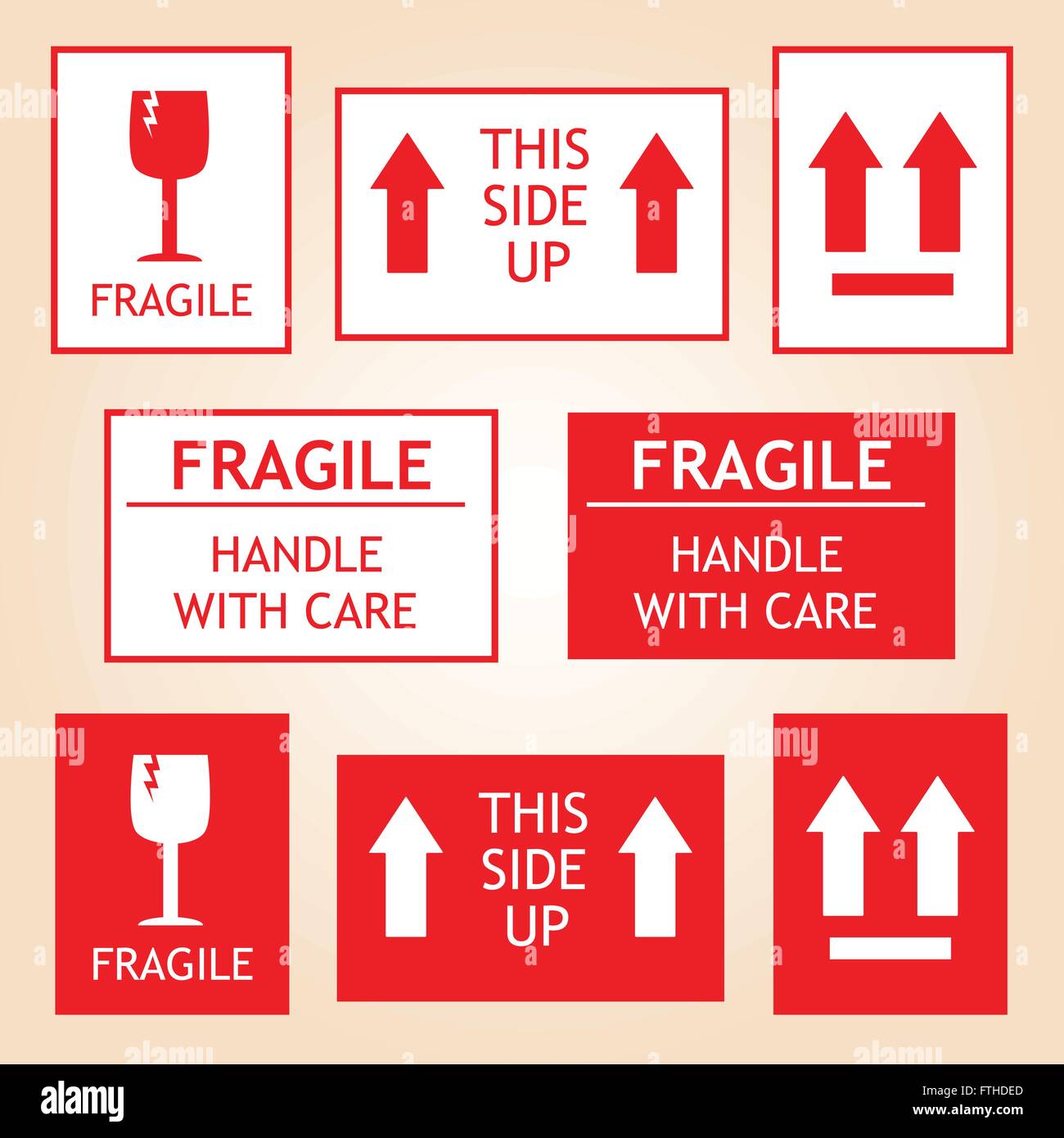 Fragili le etichette di spedizione Illustrazione Vettoriale