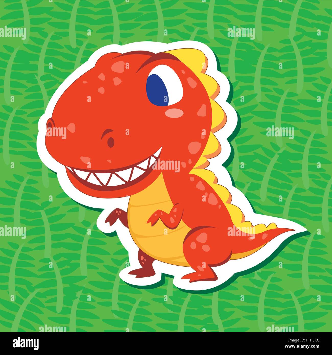 Un simpatico dinosauro adesivo con Tyrannosaurus Illustrazione Vettoriale