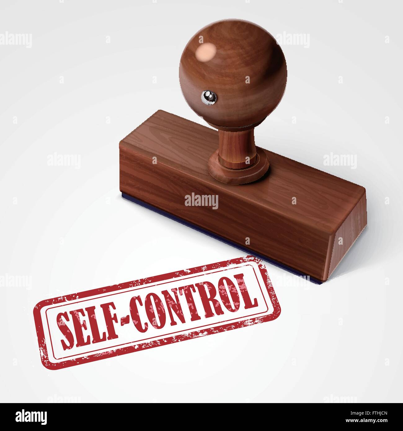 Timbro self-control in rosso su sfondo bianco Illustrazione Vettoriale