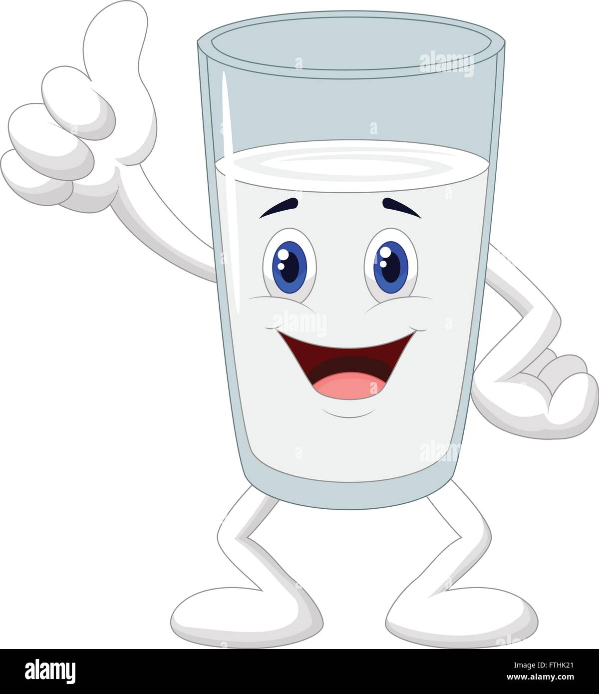 Cartoon bicchiere di latte dando pollice in alto Illustrazione Vettoriale