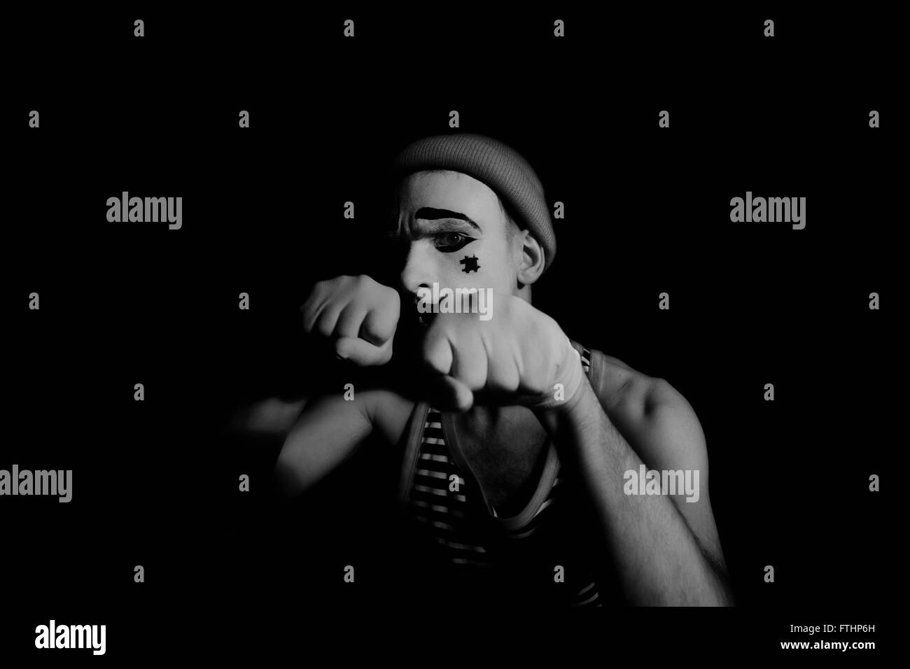 Ritratto di un attore con il trucco mime Foto Stock