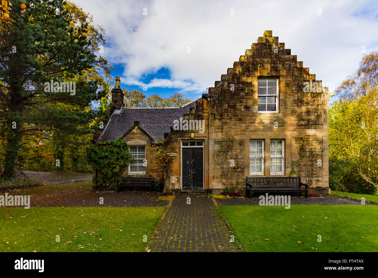 Knowehead Lodge, Pollok Country Park, Glasgow, Scotland, Regno Unito Foto Stock