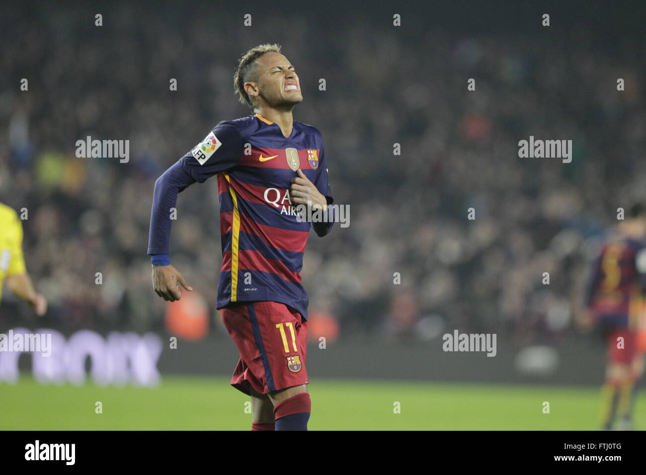 Barcellona, Spagna, 27 Gennaio 2016: Re Cup Neymar jr actio durante il match tra FC Barcelona - Atlético Bilbao Foto Stock