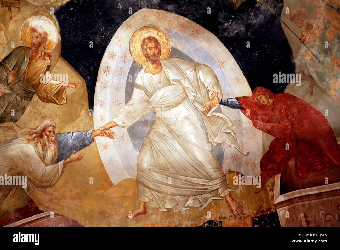 Istanbul, Turchia - Luglio 6, 2015: bella antica Bisanzio mosaico affresco nella moschea di Kariye, Istanbul, Turchia Foto Stock