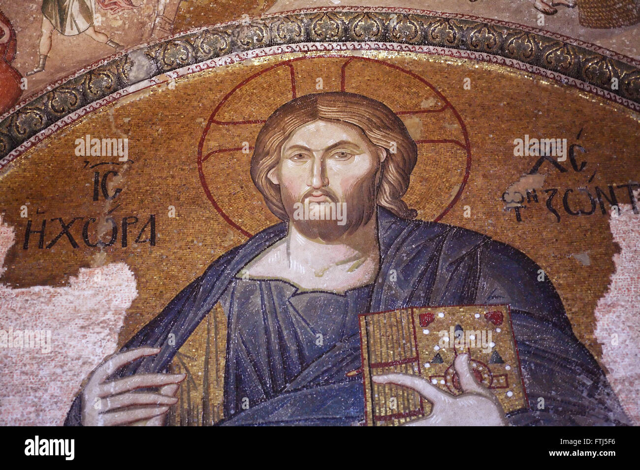 Istanbul, Turchia - Luglio 6, 2015: bella antica Bisanzio mosaico affresco nella moschea di Kariye, Istanbul, Turchia Foto Stock