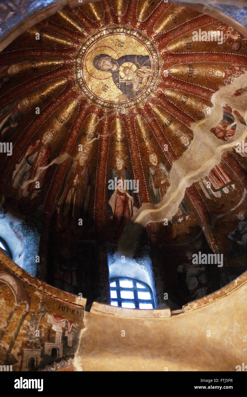 Istanbul, Turchia - Luglio 6, 2015: bella antica Bisanzio mosaico affresco nella moschea di Kariye, Istanbul, Turchia Foto Stock