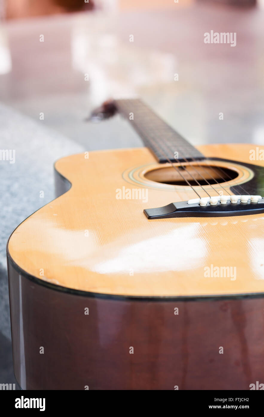 Close up chitarra acustica dettaglio, stock photo Foto Stock