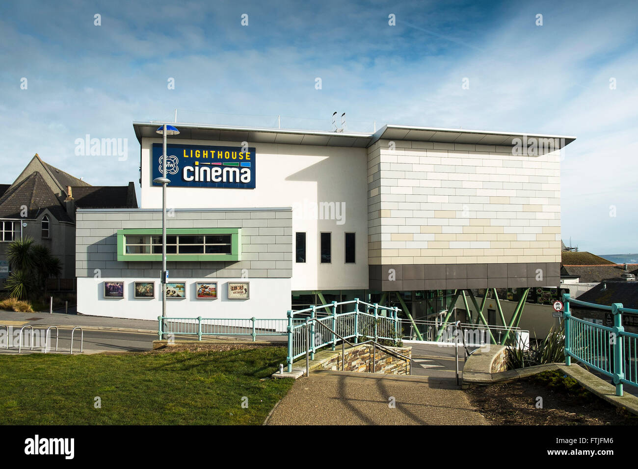 Il Lighthouse e cinema in Newquay centro città, Cornwall, Inghilterra, Regno Unito. Foto Stock