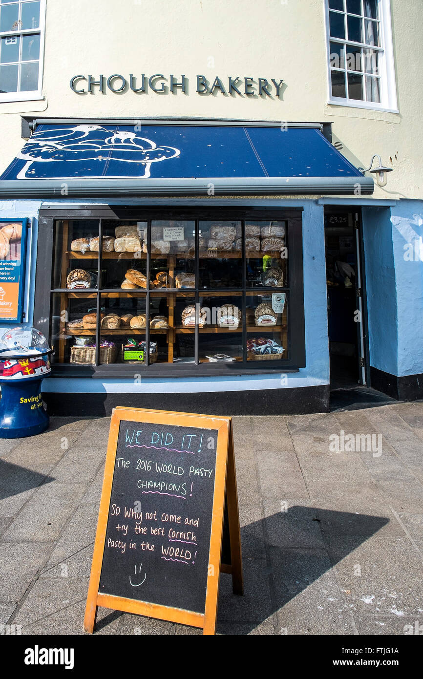 Il premiato il gracchio panificio a Padstow, Cornwall. Foto Stock