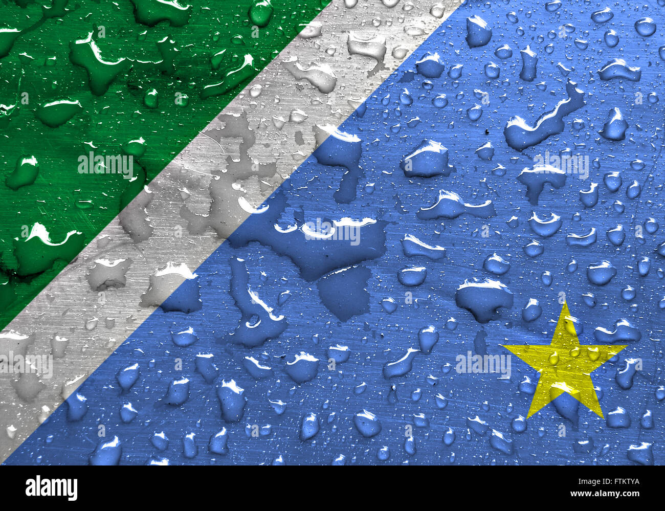 Stato del Mato Grosso do Sul bandiera con gocce di pioggia Foto Stock