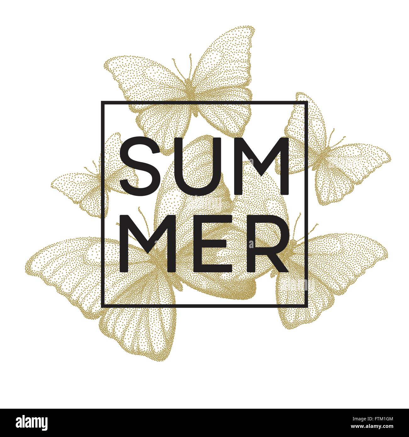 Farfalle. L'estate. Illustrazione da imbianchino con spazio per il testo. Illustrazione Vettoriale Illustrazione Vettoriale