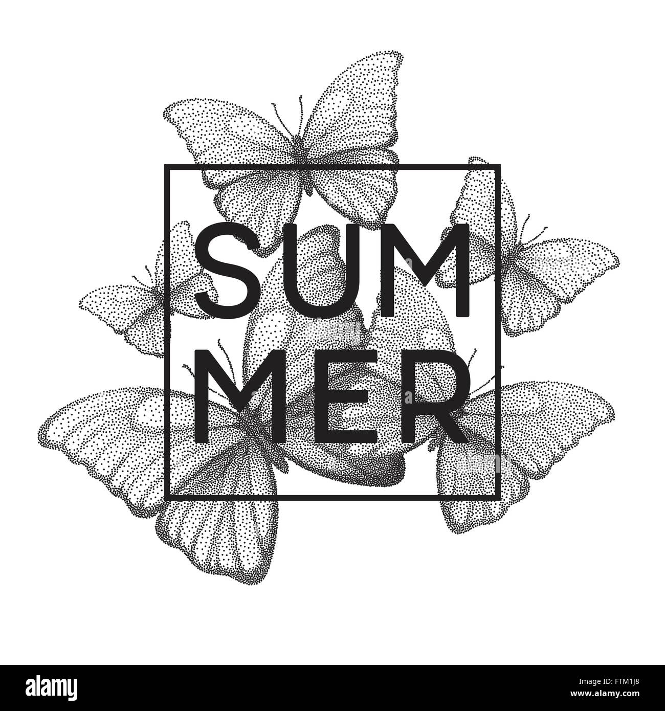 Farfalle. L'estate. Illustrazione da imbianchino con spazio per il testo. Illustrazione Vettoriale Illustrazione Vettoriale