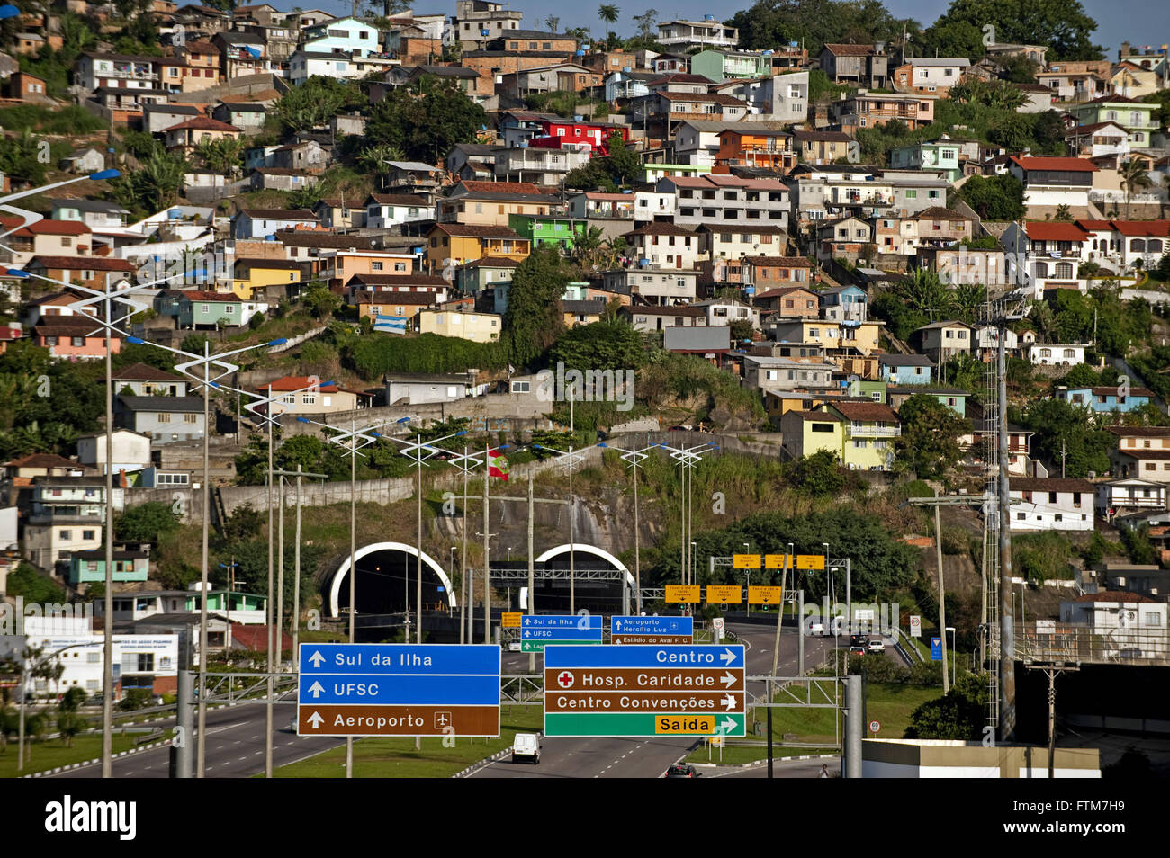 Gustavo Richard Avenue a Sud della baia di Florianopolis - Hill Mocoto Foto Stock