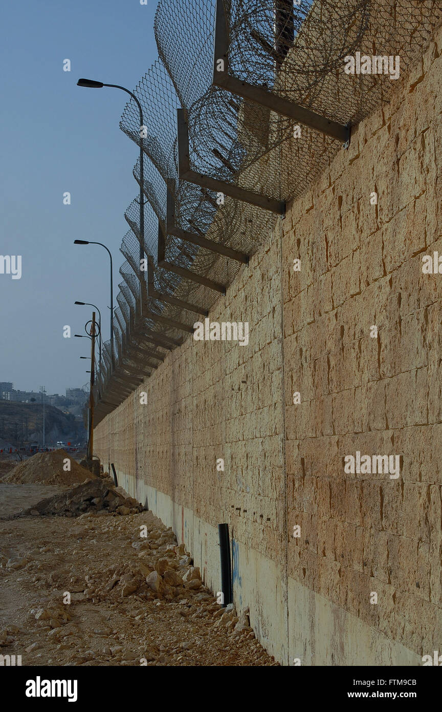 Parete della West Bank nel settore orientale di Gerusalemme Foto Stock