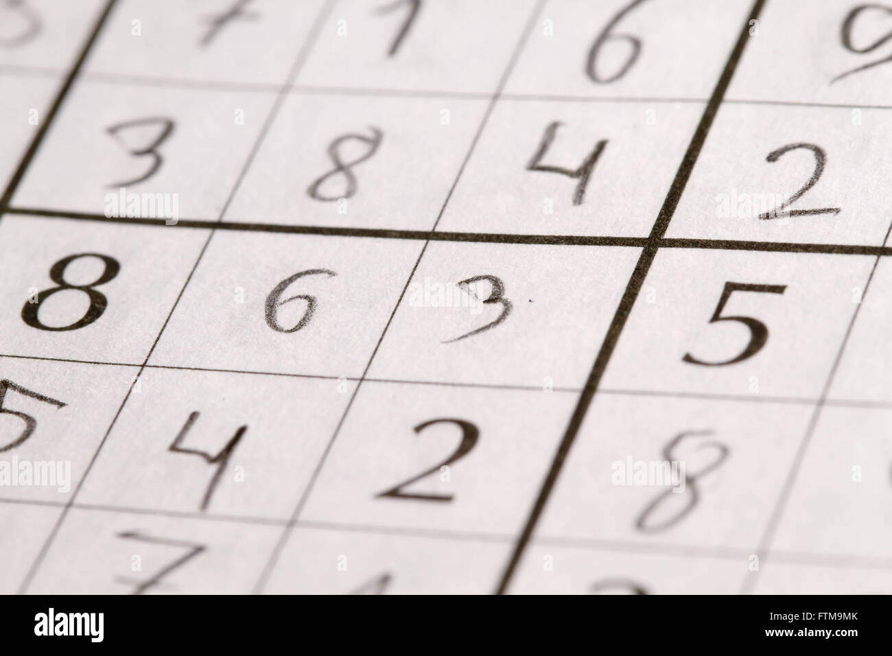 Il Sudoku - puzzle basato sulla logica numerica Foto Stock