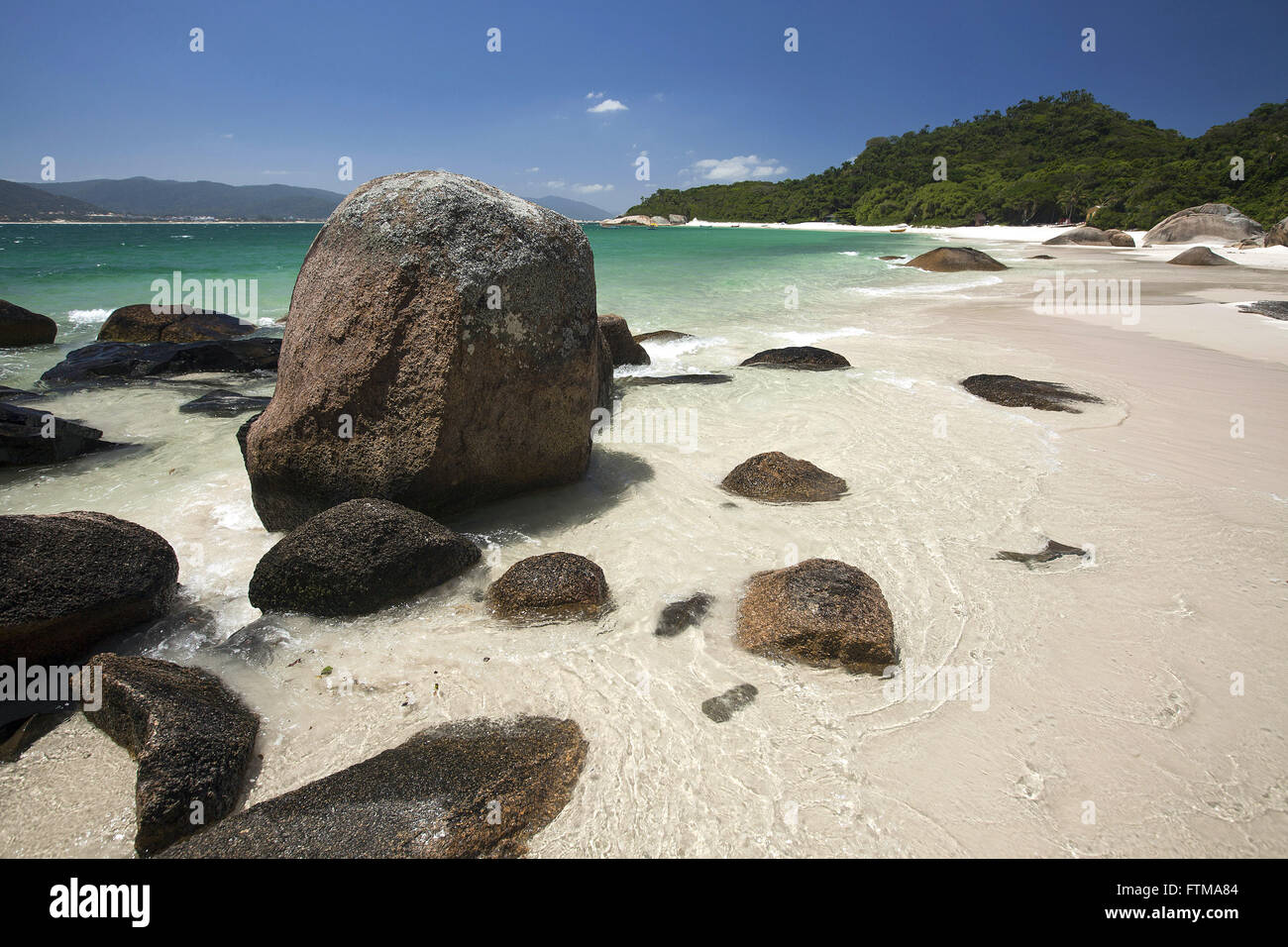 Rochas na praia da Ilha do Campeche Foto Stock