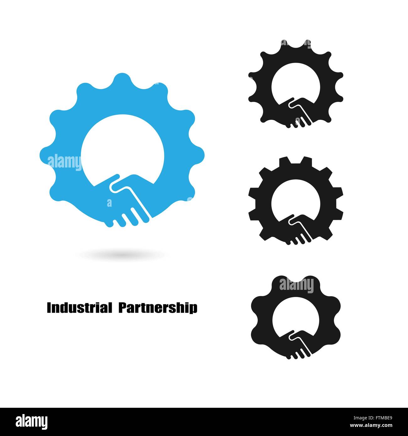 Creative logo handshake e idea industriale sfondo concetto,business idea ,segno industriale,sfondo astratto. Illustrazione Vettoriale