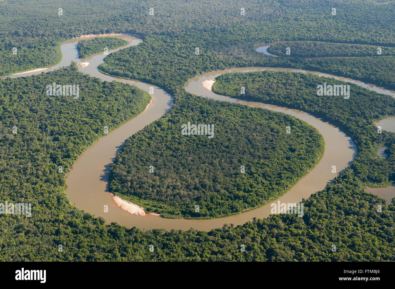 Vista aerea del fiume Xingu - regione nordest del Mato Grosso Foto Stock
