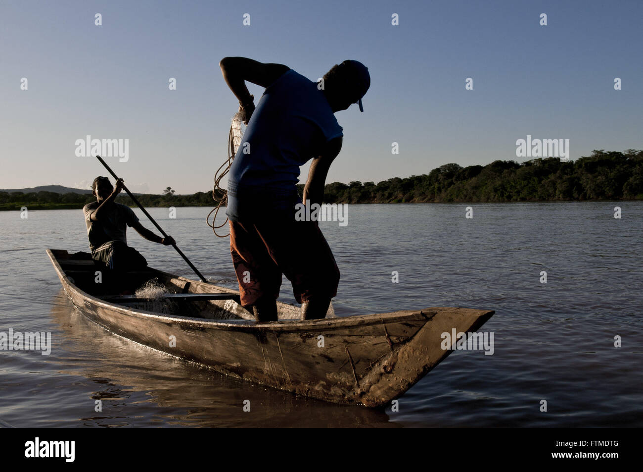 I pescatori nel Rio Sao Francisco - tardo pomeriggio Foto Stock