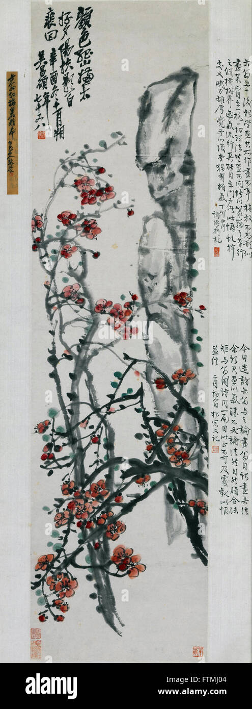 Wu Changshuo - rosso fiori di susina e rock - Museo dell'Arte di Hong Kong Foto Stock