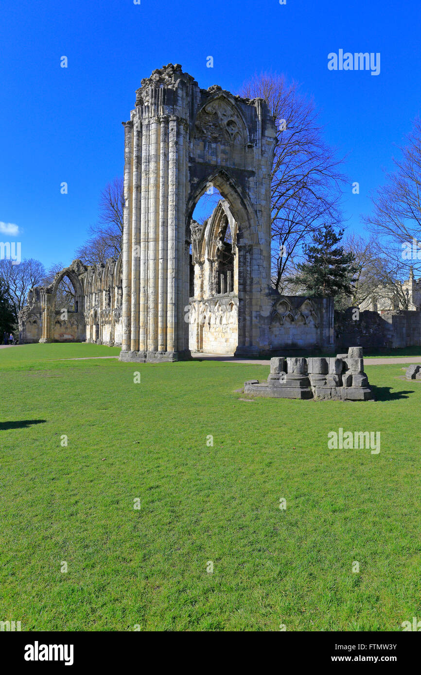 St Mary's Abbey, Museo Giardini, York, North Yorkshire, Inghilterra, Regno Unito. Foto Stock