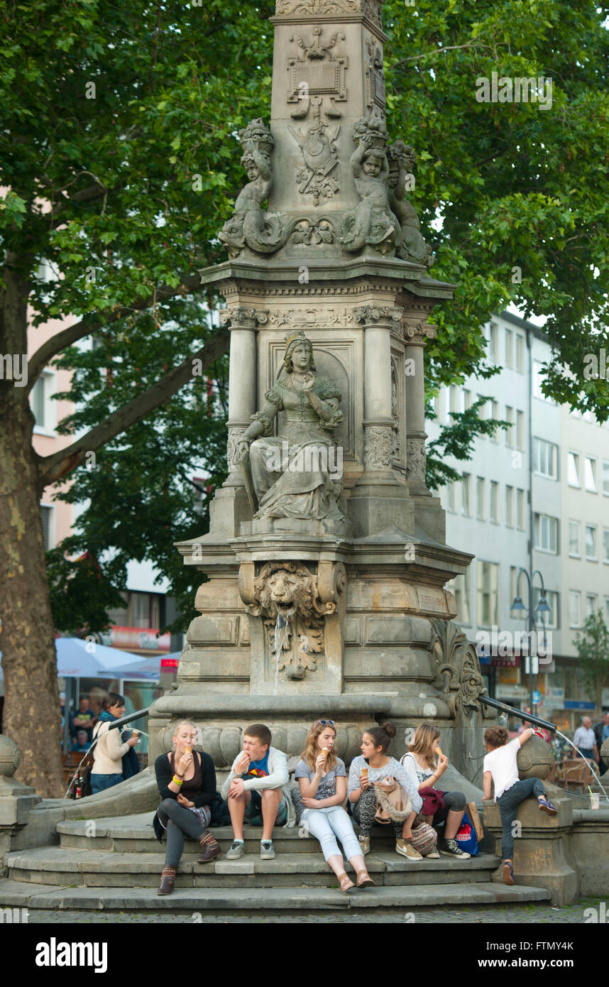 Köln, Altstadt-Nord, Alter Markt, Jan von Werth Brunnen Foto Stock