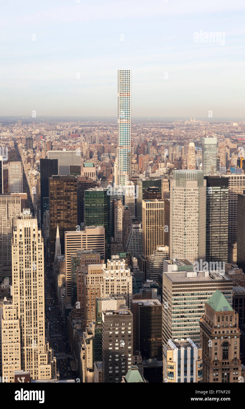 Vista di 432 Park Avenue dall'Empire state Building, New York City, USA, Stati Uniti d'America Foto Stock