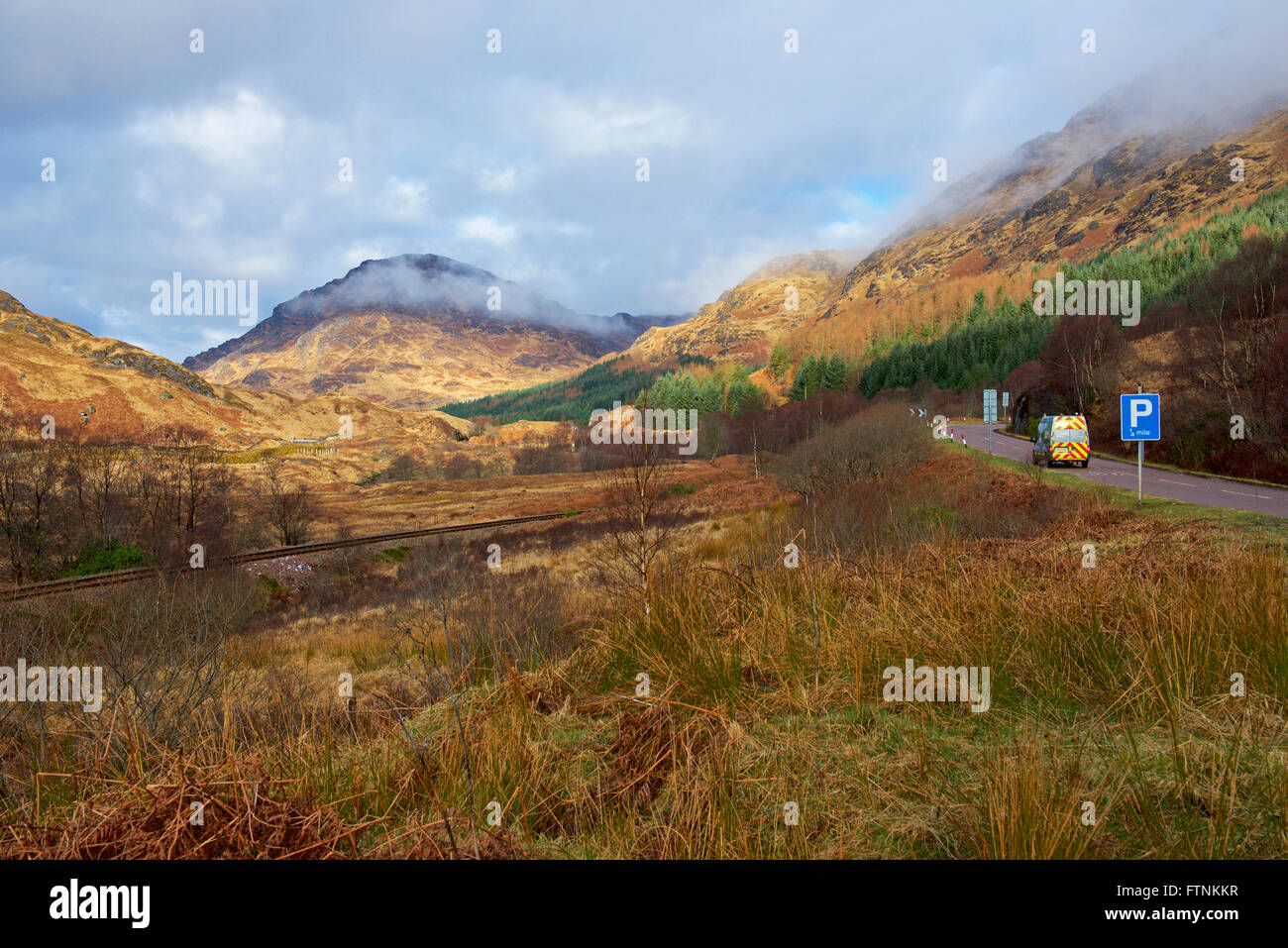 Paesaggio vicino Glenfinnan, Lochabar, Highlands scozzesi, Scotland Regno Unito Foto Stock